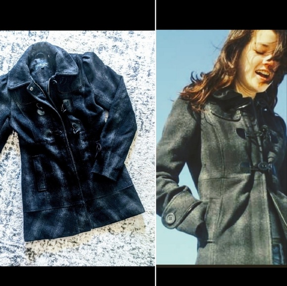 Guess Jackets & Blazers - Guess' Black Rivet black plaid toggle peacoat